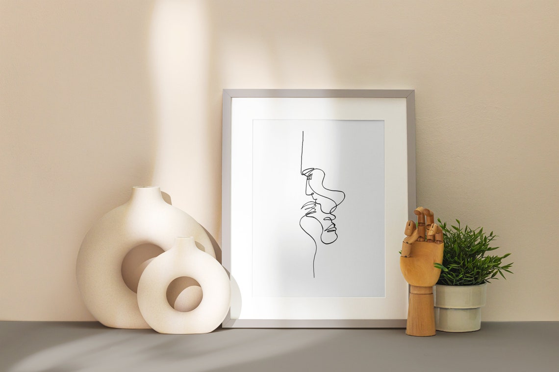 Minimalist Continuous Line Face Abstract Modern Drawing Art Print - Image 2