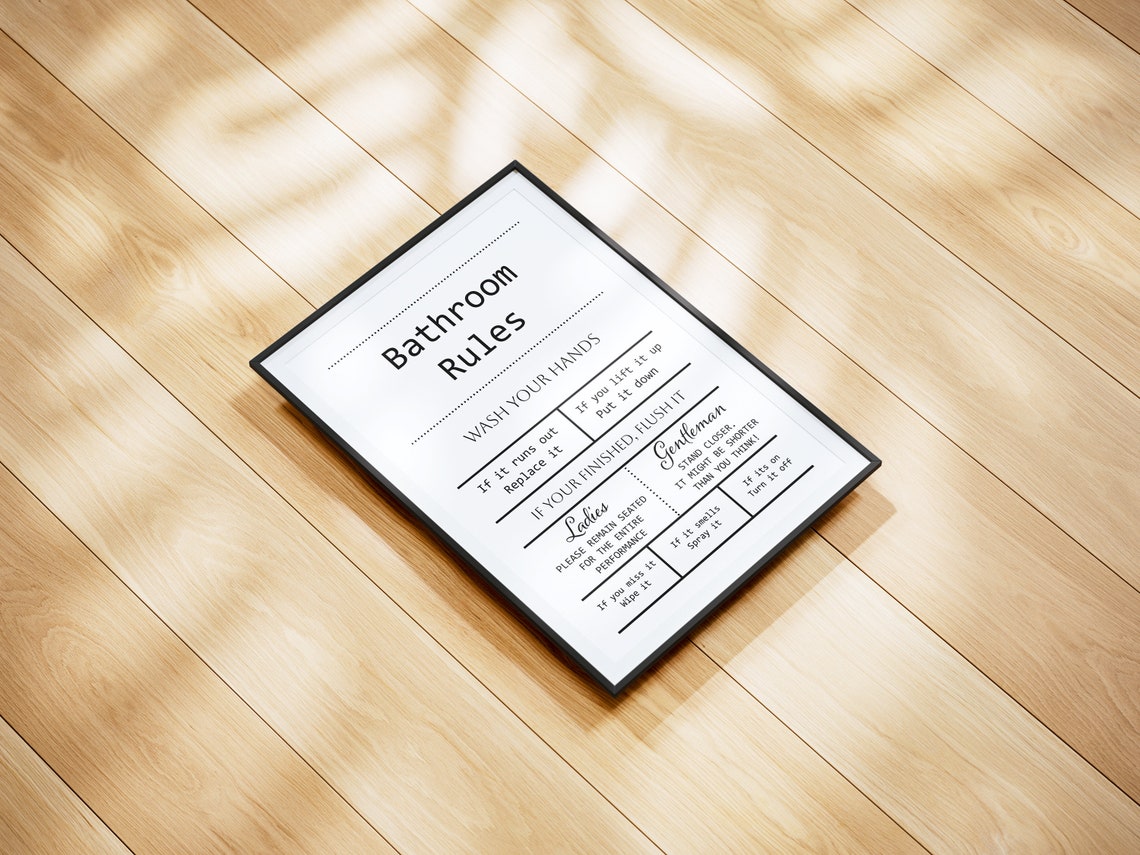 Humorous Funny Bathroom Rules Etiquette Sign Quote Poster Decor - Image 2