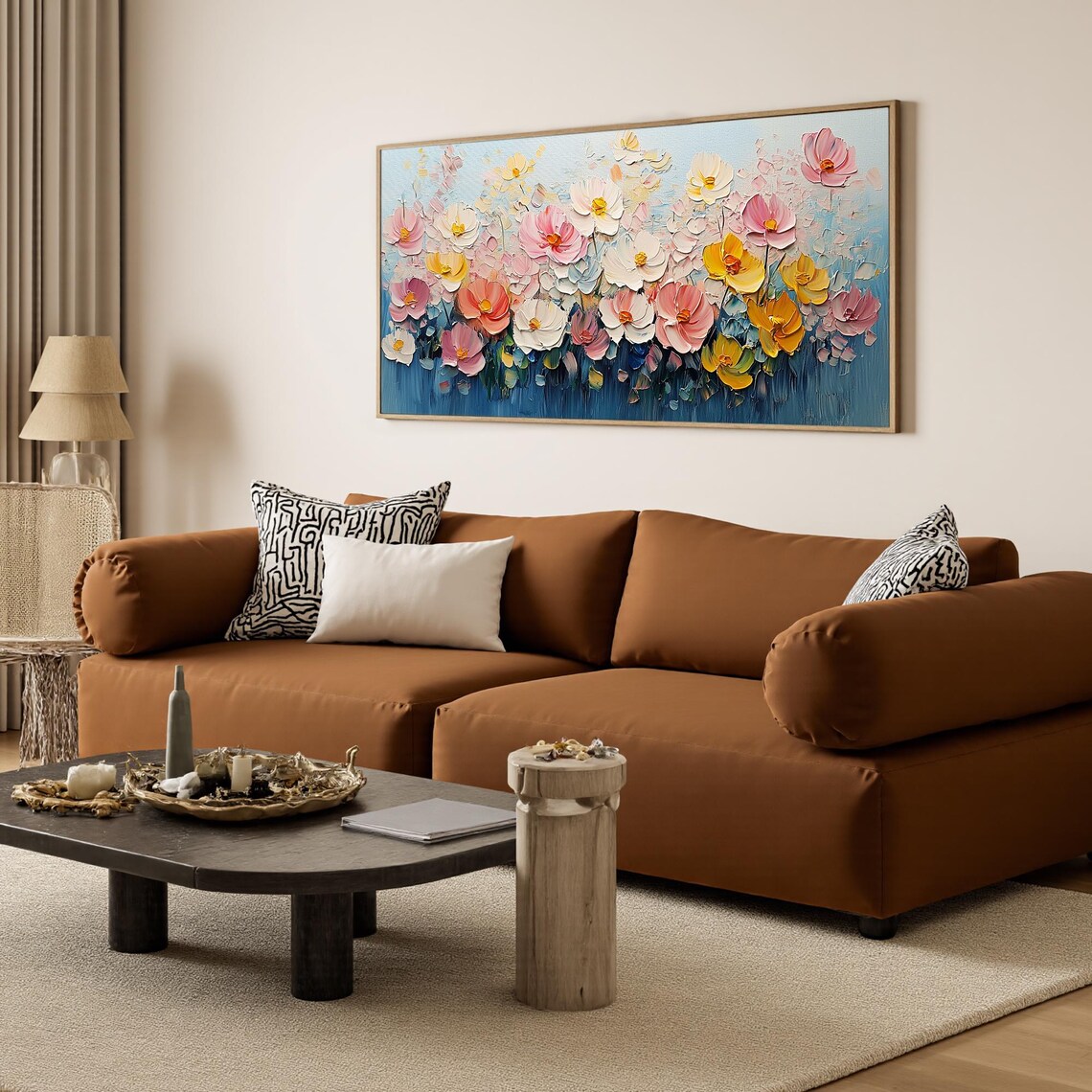 Colorful Spring Blossom Garden Impasto Textured Floral Art Poster - Image 5