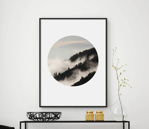 Sale Fog Print Geometric Print Geometric Forest Printforest Art Print Wall Art Circle Print Forest Photography