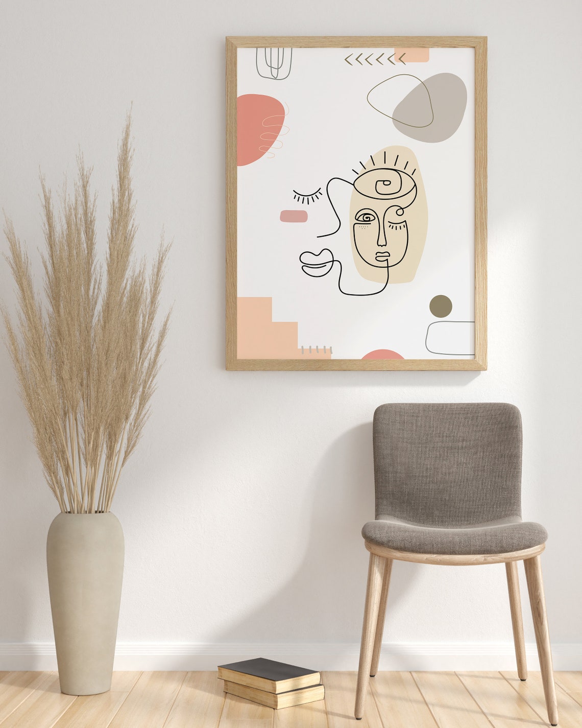 Abstract One Line Face Blush Organic Shapes Boho Chic Art Poster - Image 3