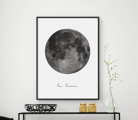 La Lune Full Moon Minimalist Celestial Moon Phase Photo Poster