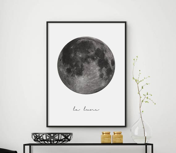 La Lune Print Moon Print Moon Poster La Lune Wall Art La Lune Moon Art Moon Wall Art Print Moon Scandinavian Print