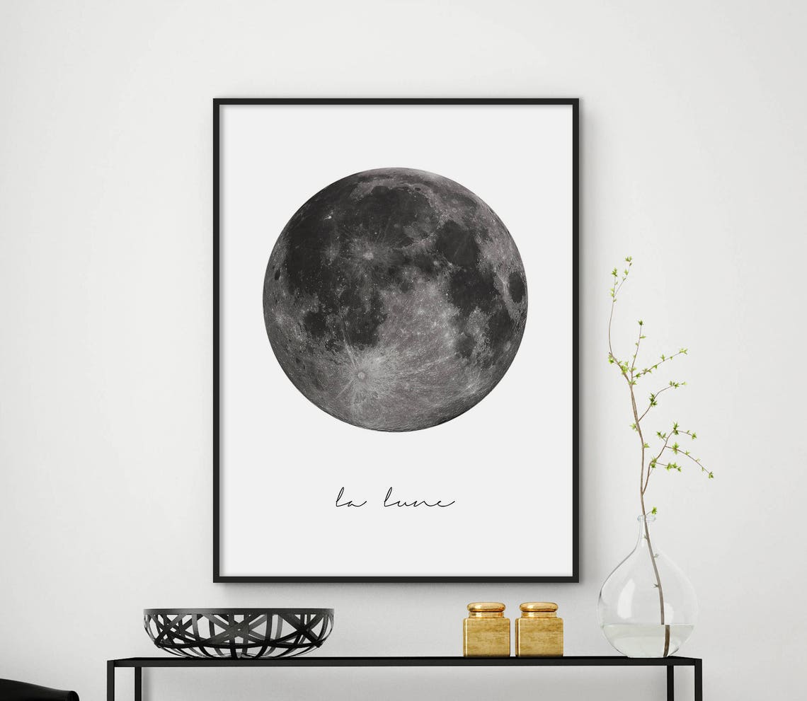 La Lune Full Moon Minimalist Celestial Moon Phase Photo Poster