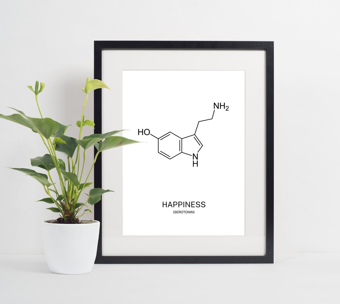 Serotonin Molecule of Happiness Minimalist Science Art Poster - Image 2