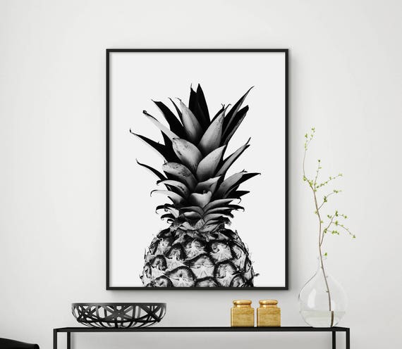 Sale Pineapple Print Black And White Pineapple Tropical Art Kitchen Art Pineapple Wall Decor Fruit Print 50x70 Print