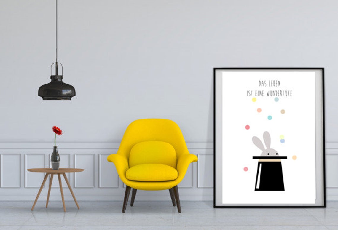 Rabbit Magician Kids Quote Das Leben Ist Eine Wundertuete Art Poster