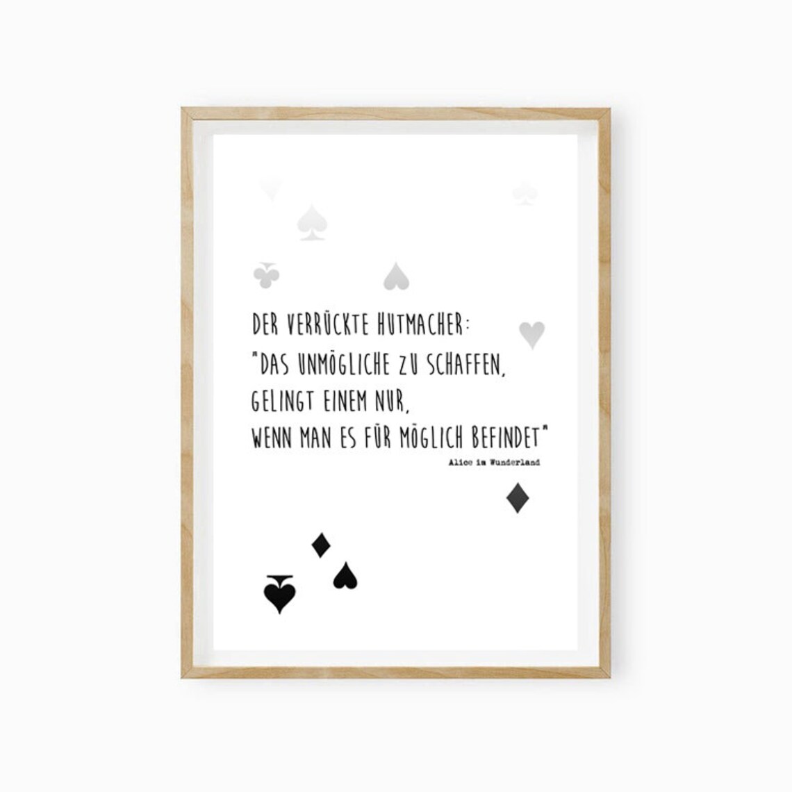 Mad Hatter Alice in Wonderland German Quote Playing Card Poster