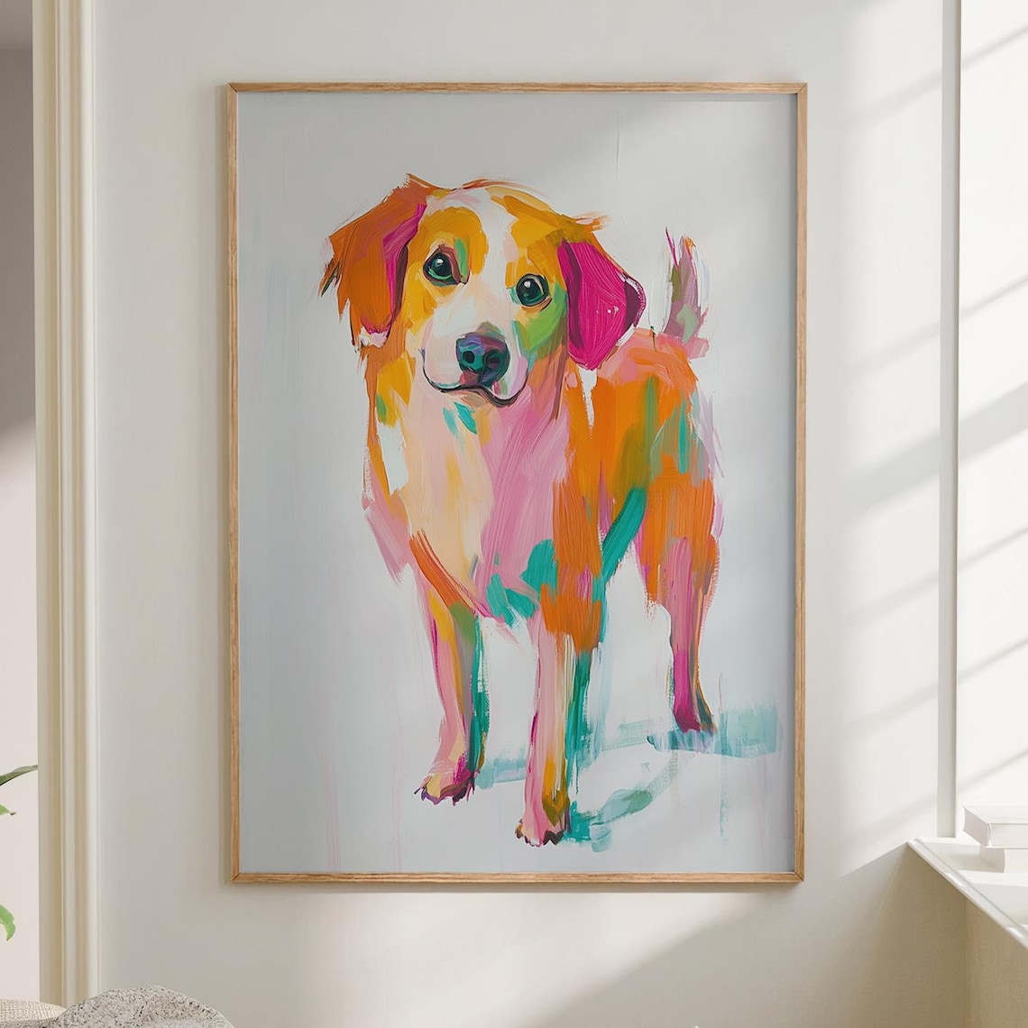 Colorful Standing Puppy Modern Pop Art Pet Portrait Animal Poster