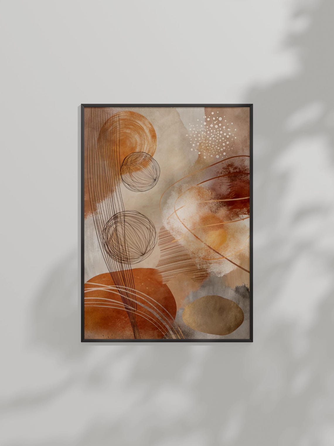 Earthy Neutral Minimalist Abstract Circles and Lines Art Poster