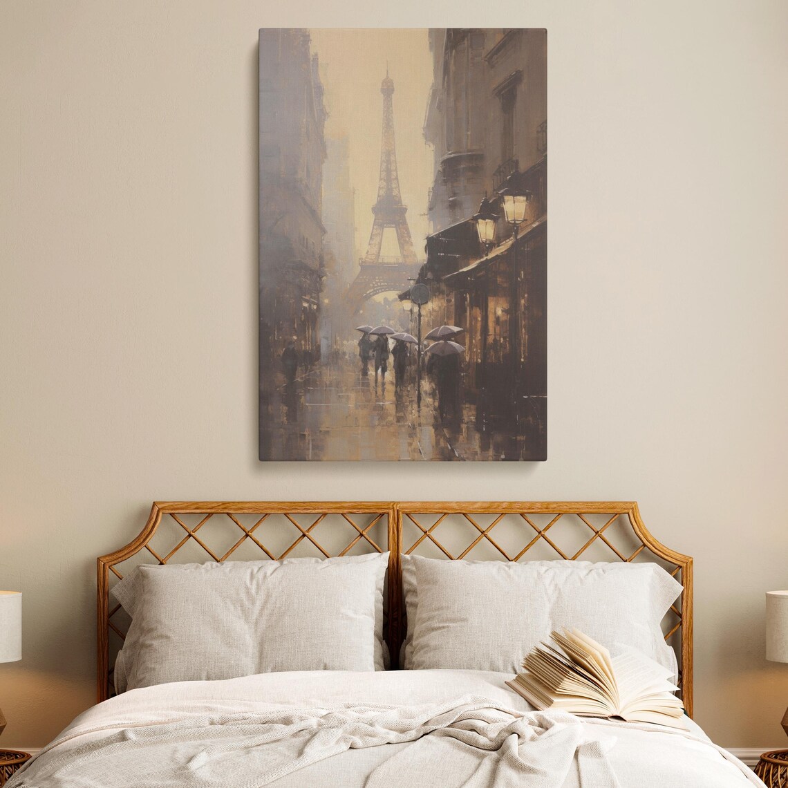 Paris Street Scene, Romantic Rainy Day Cityscape - Image 2