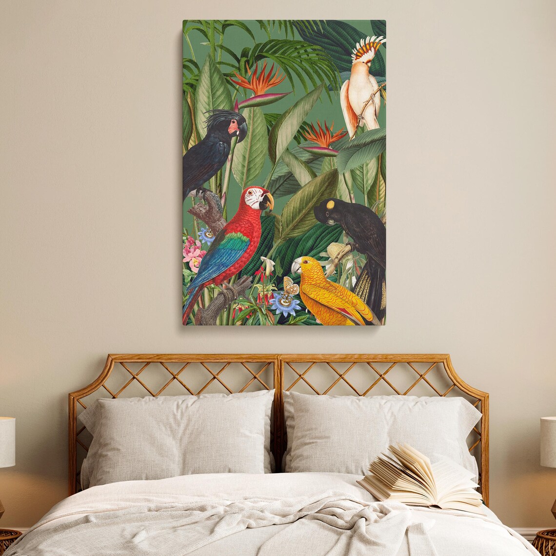 Exotic Birds Jungle Print, Tropical Parrots And Cockatoos - Image 2