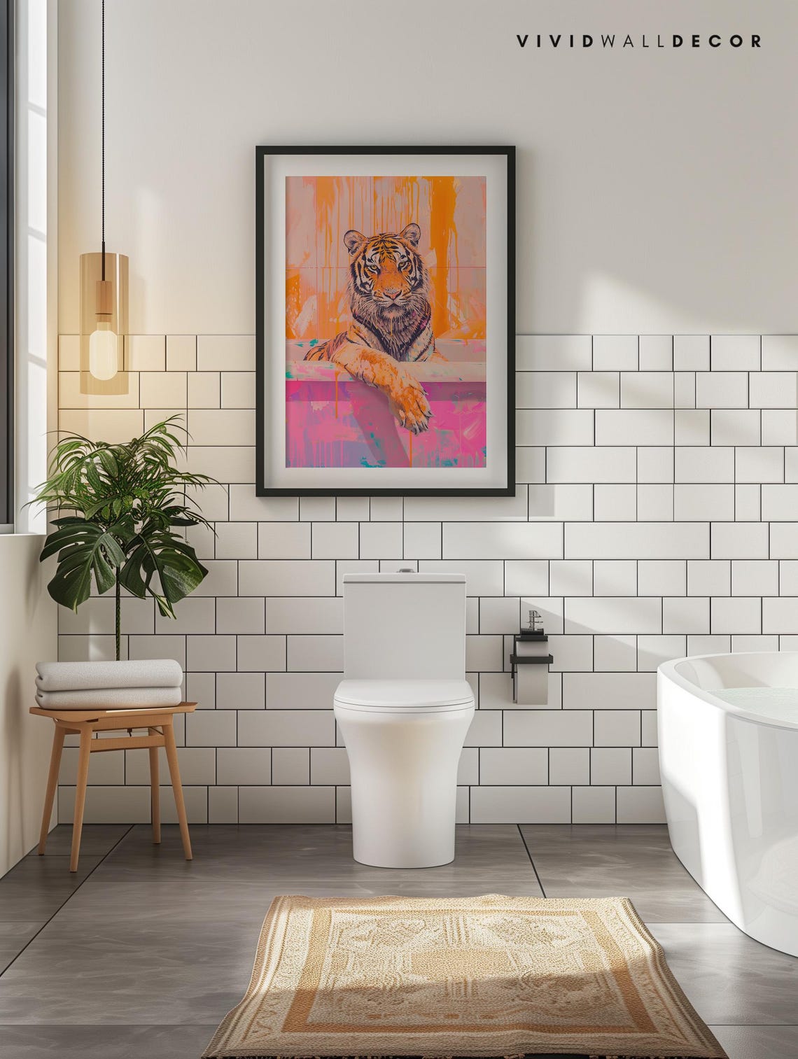Tiger Relaxing In A Pink Bathtub Playful Bathroom Animal Poster - Image 2