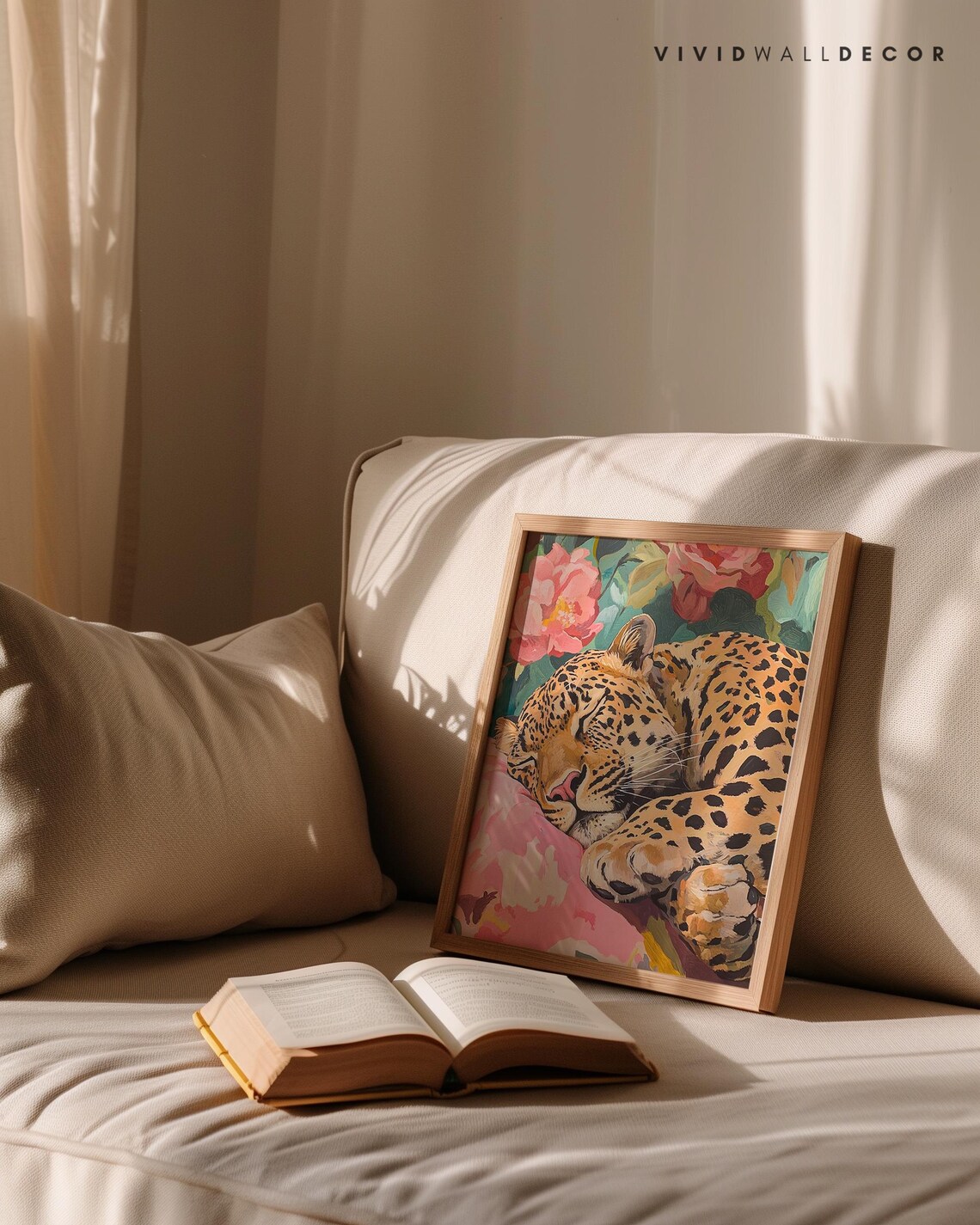 Sleeping Leopard, Maximalist Cat Wall Art Print - Image 2