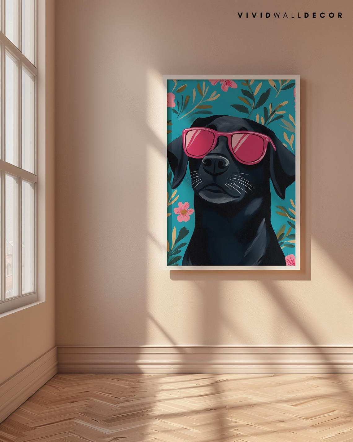 Black Labrador In Pink Sunglasses Cool Fun Dog Portrait Poster - Image 4