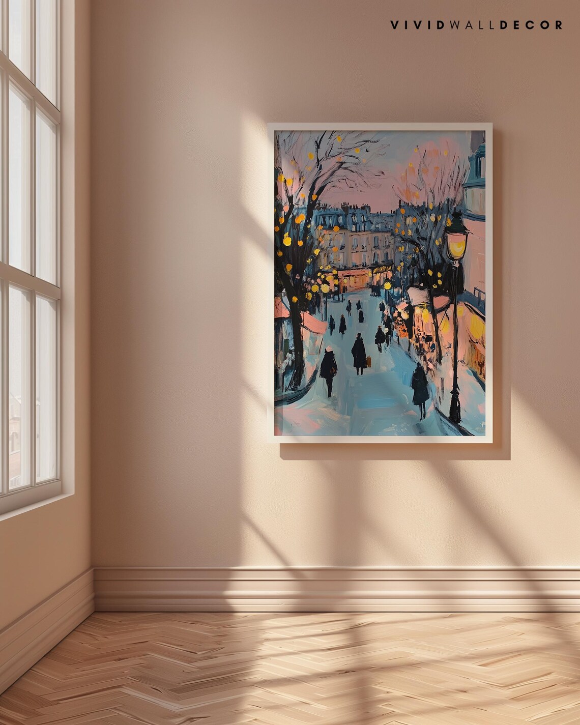Parisian Winter Evening Street Snowy Romantic Cityscape Poster - Image 4