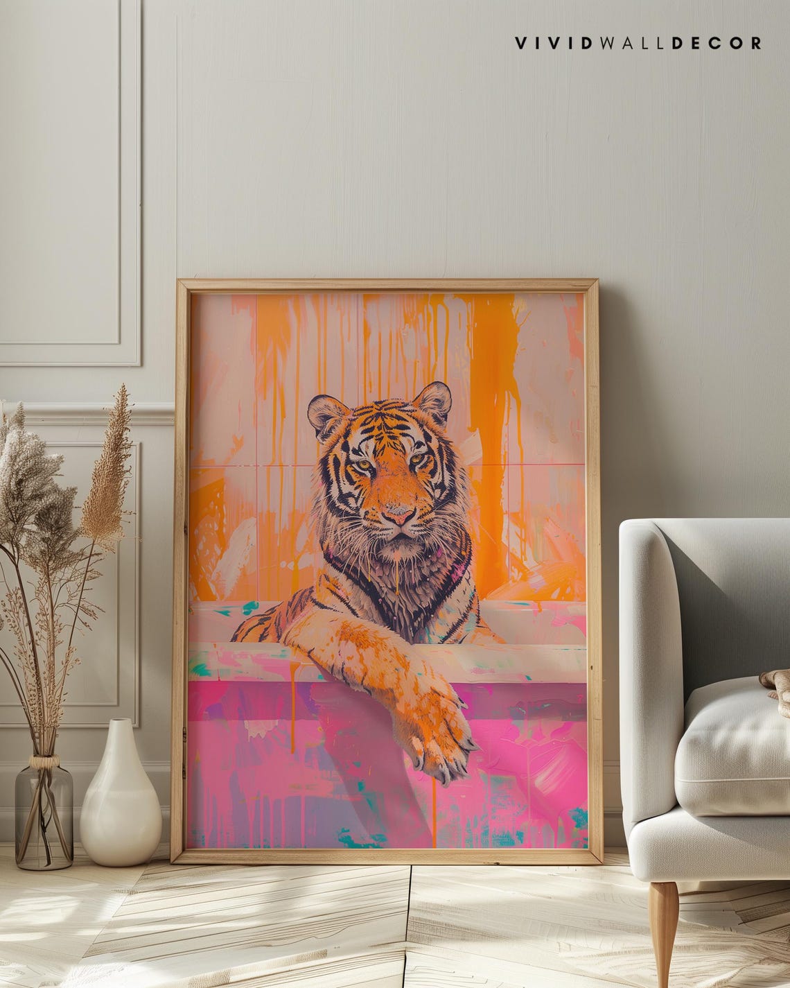 Tiger Relaxing In A Pink Bathtub Playful Bathroom Animal Poster - Image 4