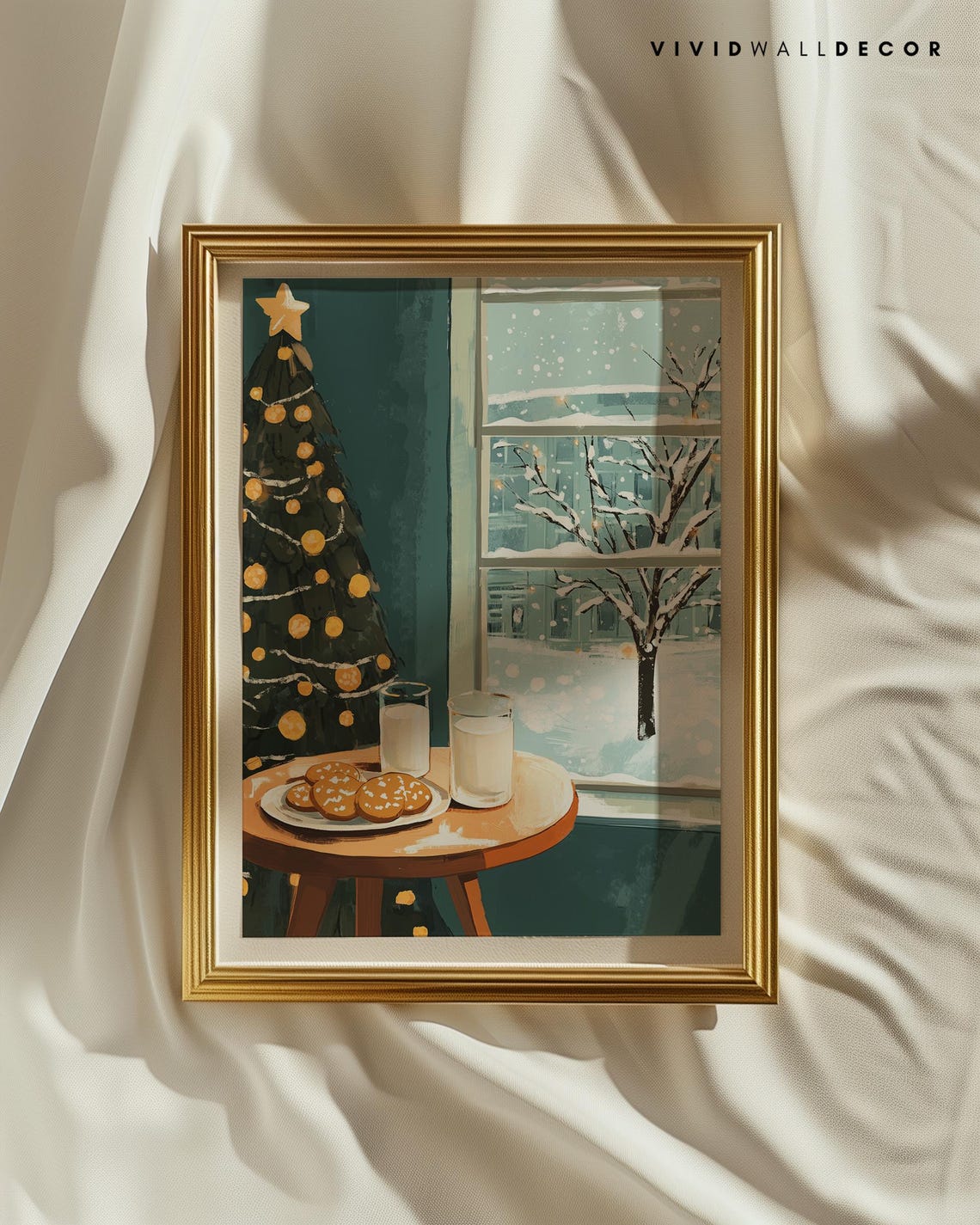 Milk and Cookies by the Christmas Tree Cozy Winter Night Poster - Image 2
