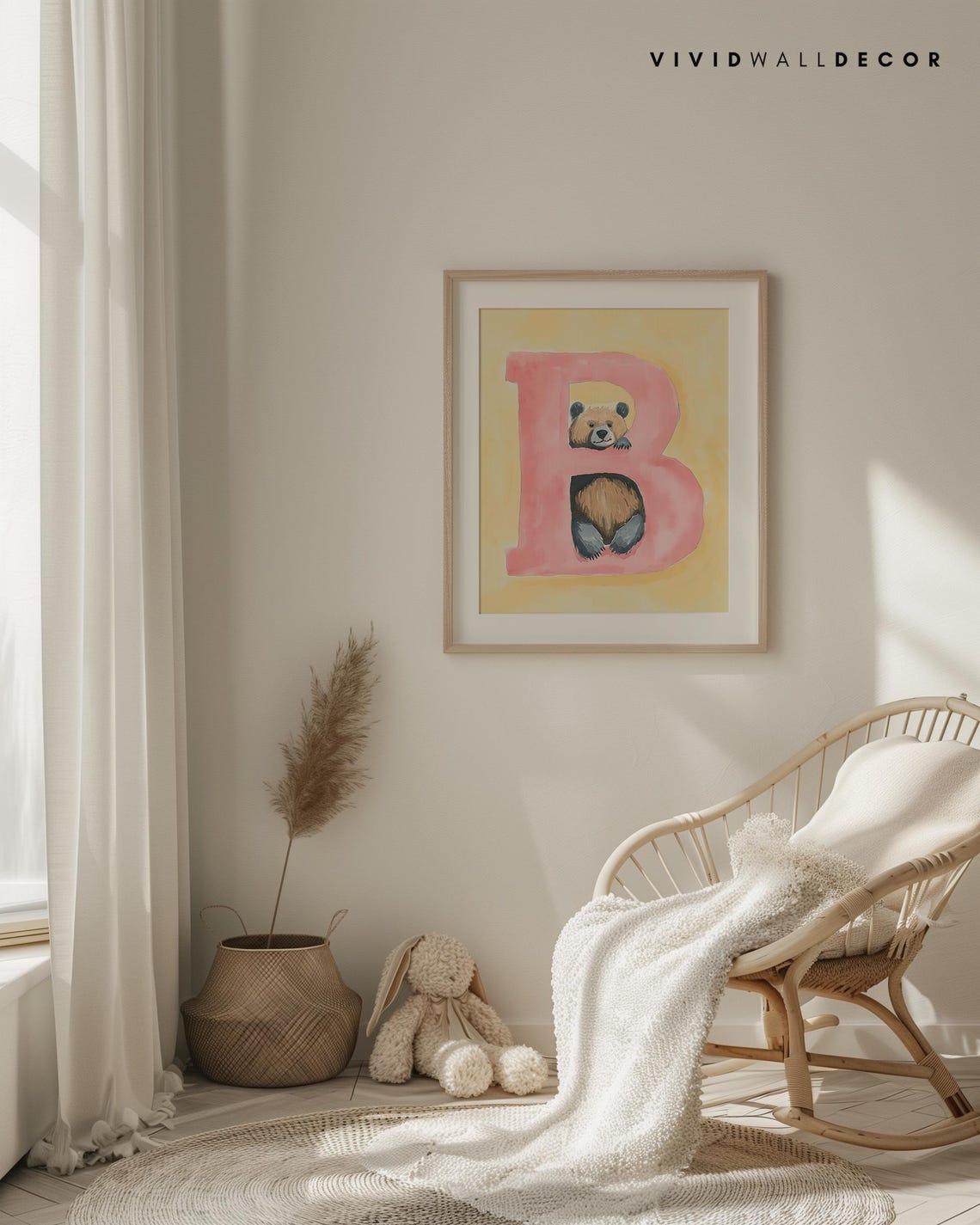 Brown Bear Letter B Pastel Nursery Art Poster for Baby Room Decor - Image 4