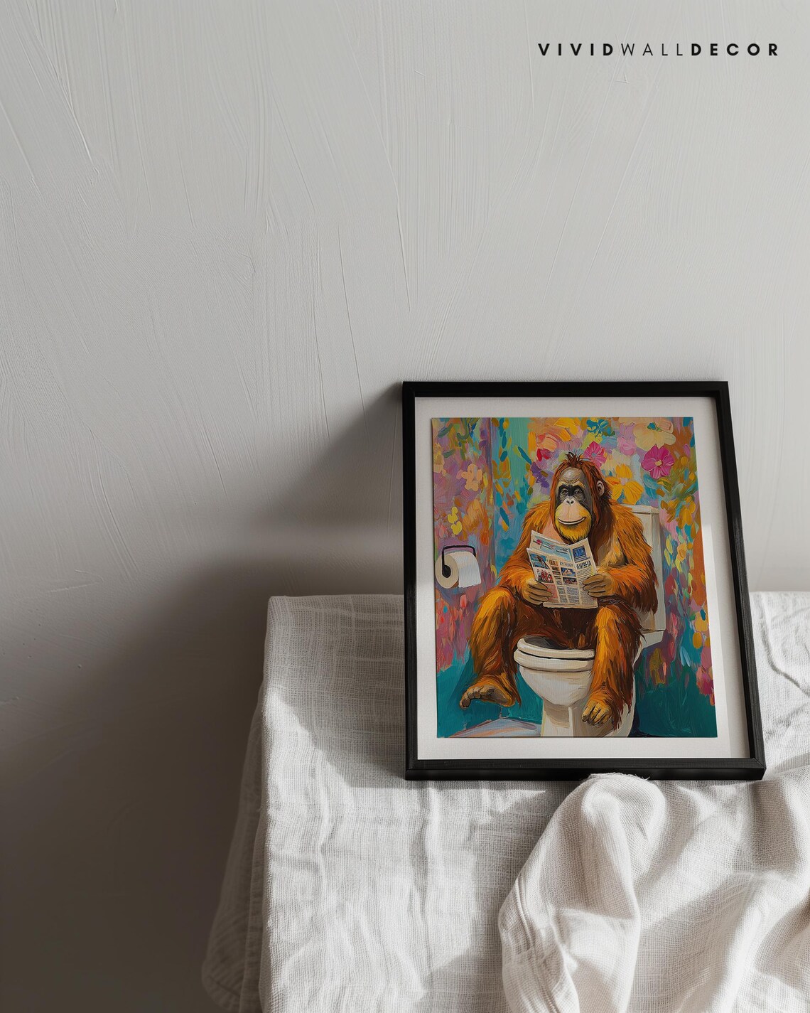 Funny Orangutan Reading Newspaper on the Toilet Bathroom Poster - Image 3