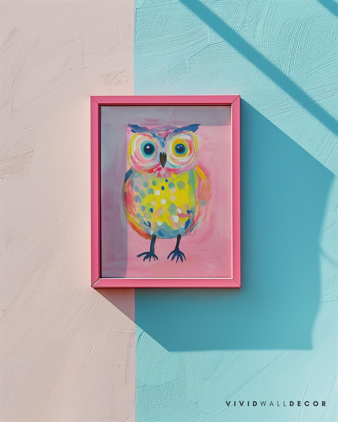 Colorful Pink Owl Art Print, Kids Room Decor - Image 2