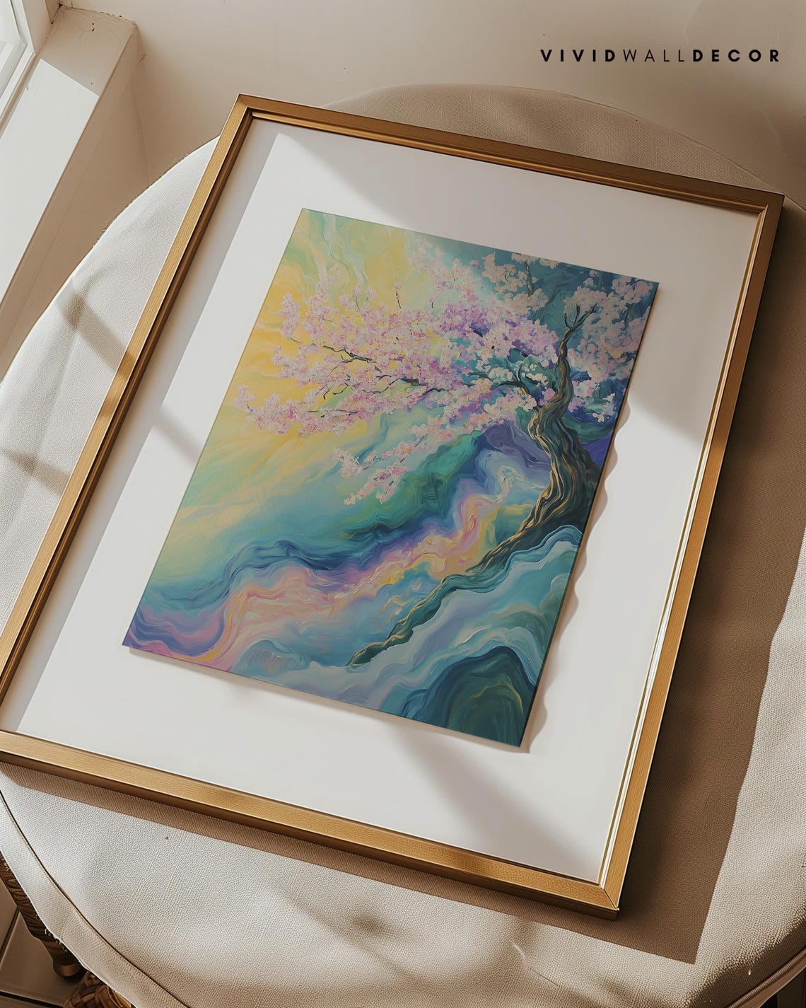 Dreamy Surreal Cherry Blossom Pastel Abstract Tree Art Poster - Image 2