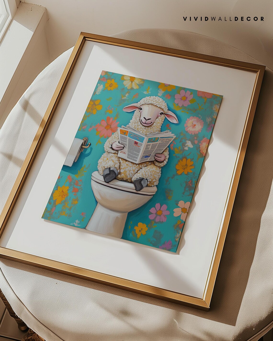 Sheep Bathroom Art Print, Funny Farmhouse Decor - Image 2