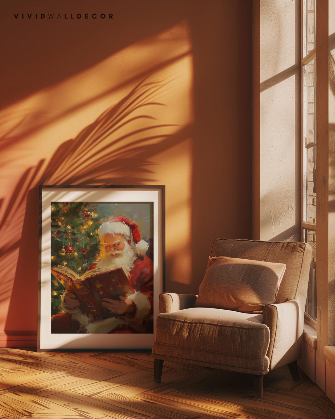 Santa Claus Reading Glowing Storybook By Christmas Tree Poster - Image 3
