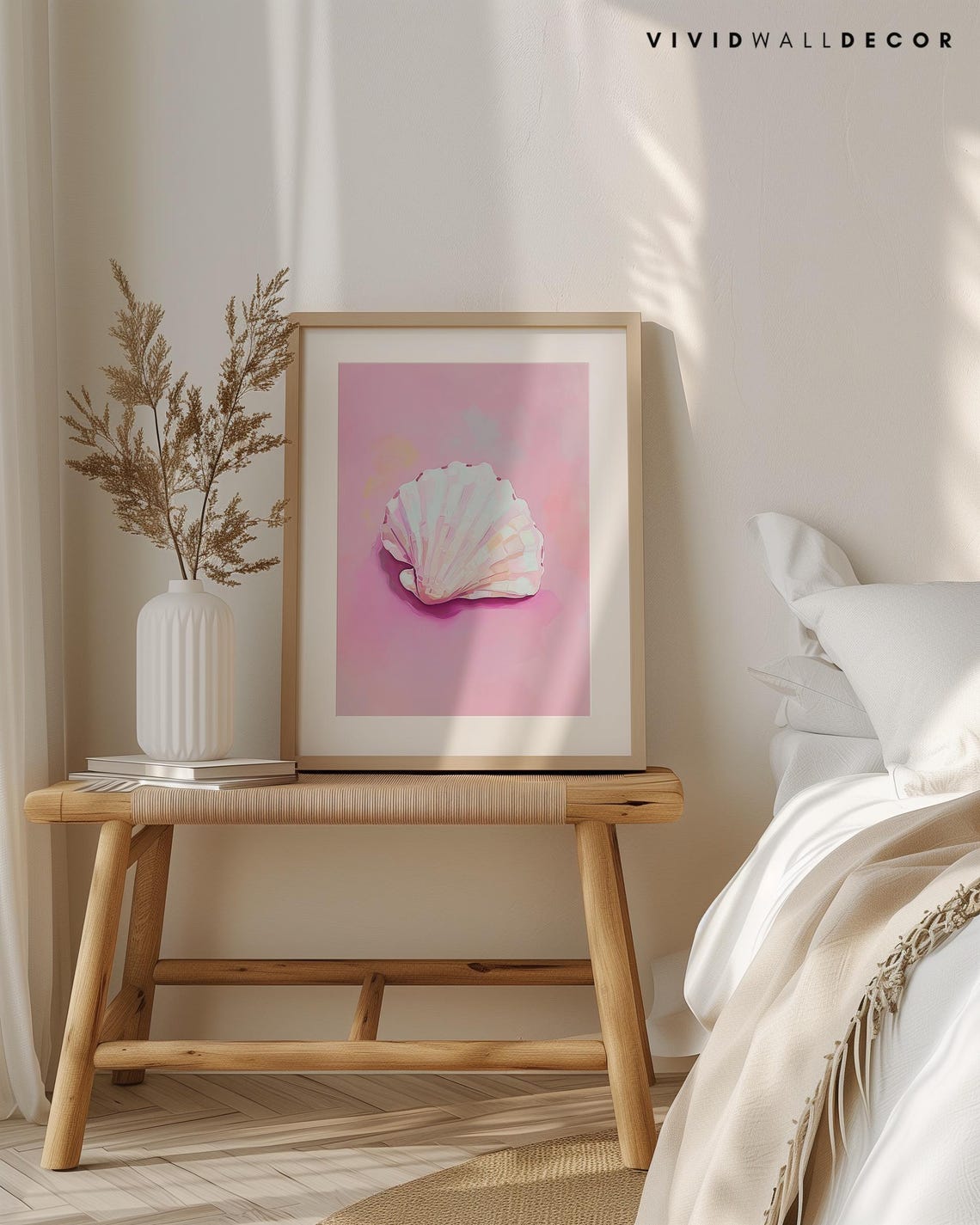 Pearly Pink Seashell on a Blush Background Coastal Decor Poster - Image 2