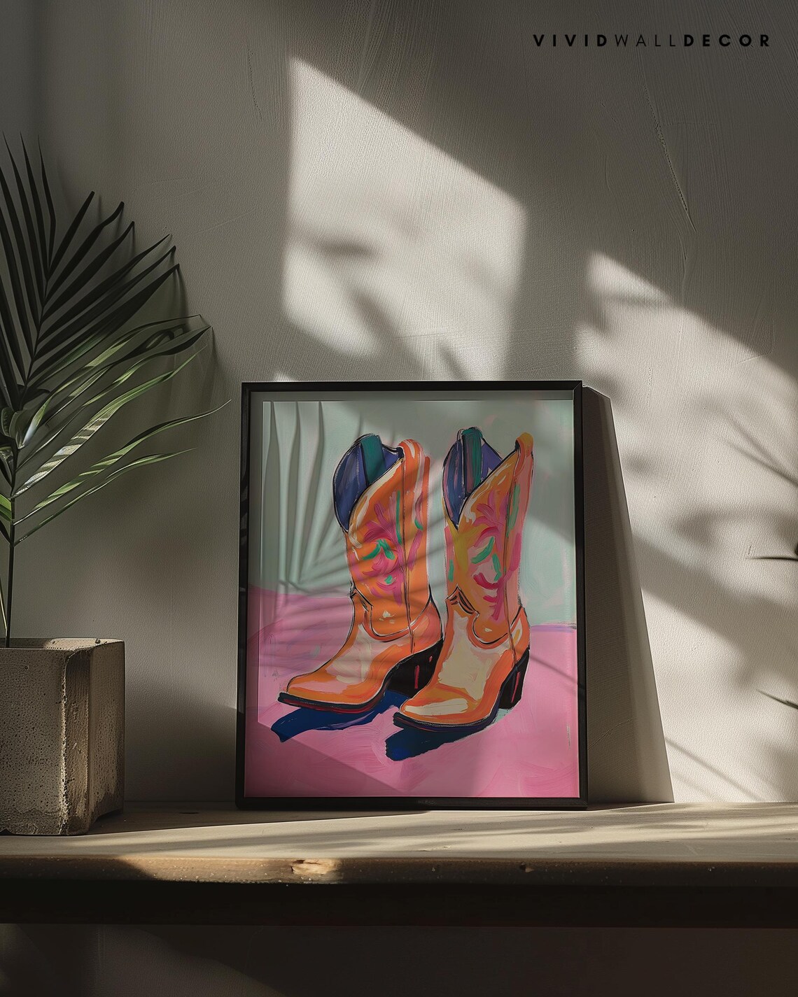 Vibrant Cowboy Boots Southwestern Floral Embroidery Style Poster - Image 3