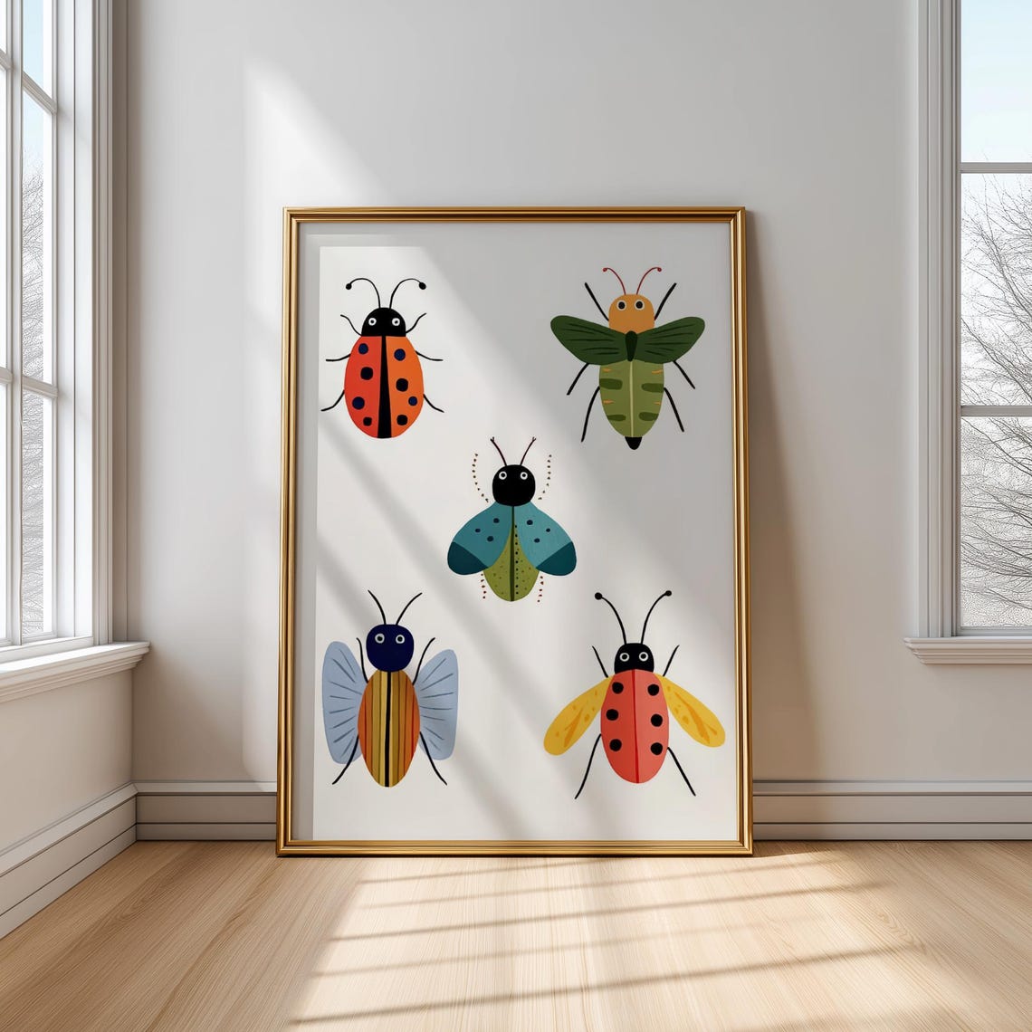 Colorful Cute Bugs Ladybug Set Nursery Insect Art Print Decor
