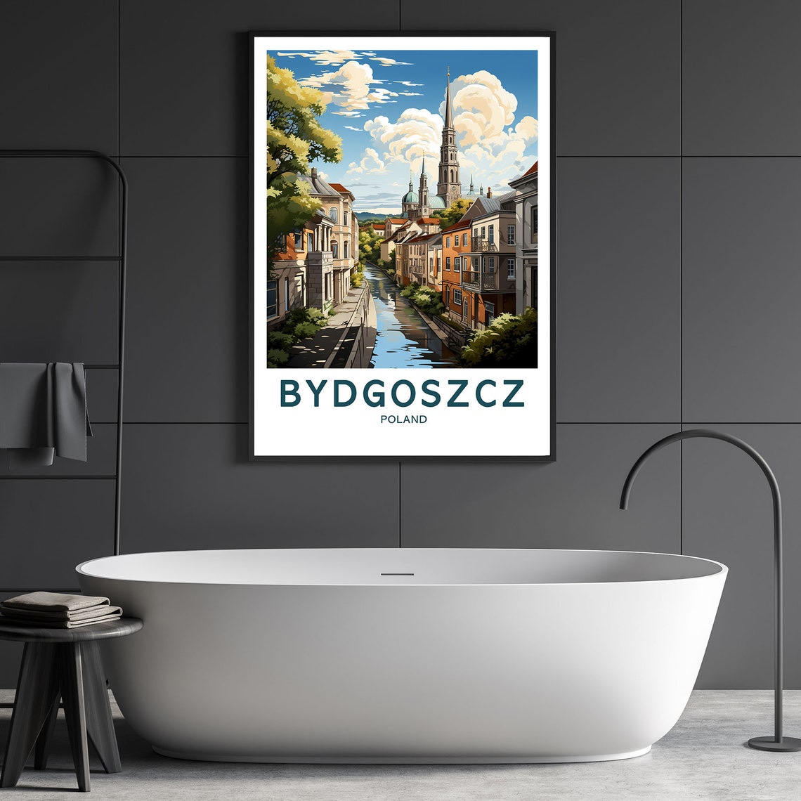 Bydgoszcz Poland River Old Town Church Spires Scenic Travel Poster - Image 3