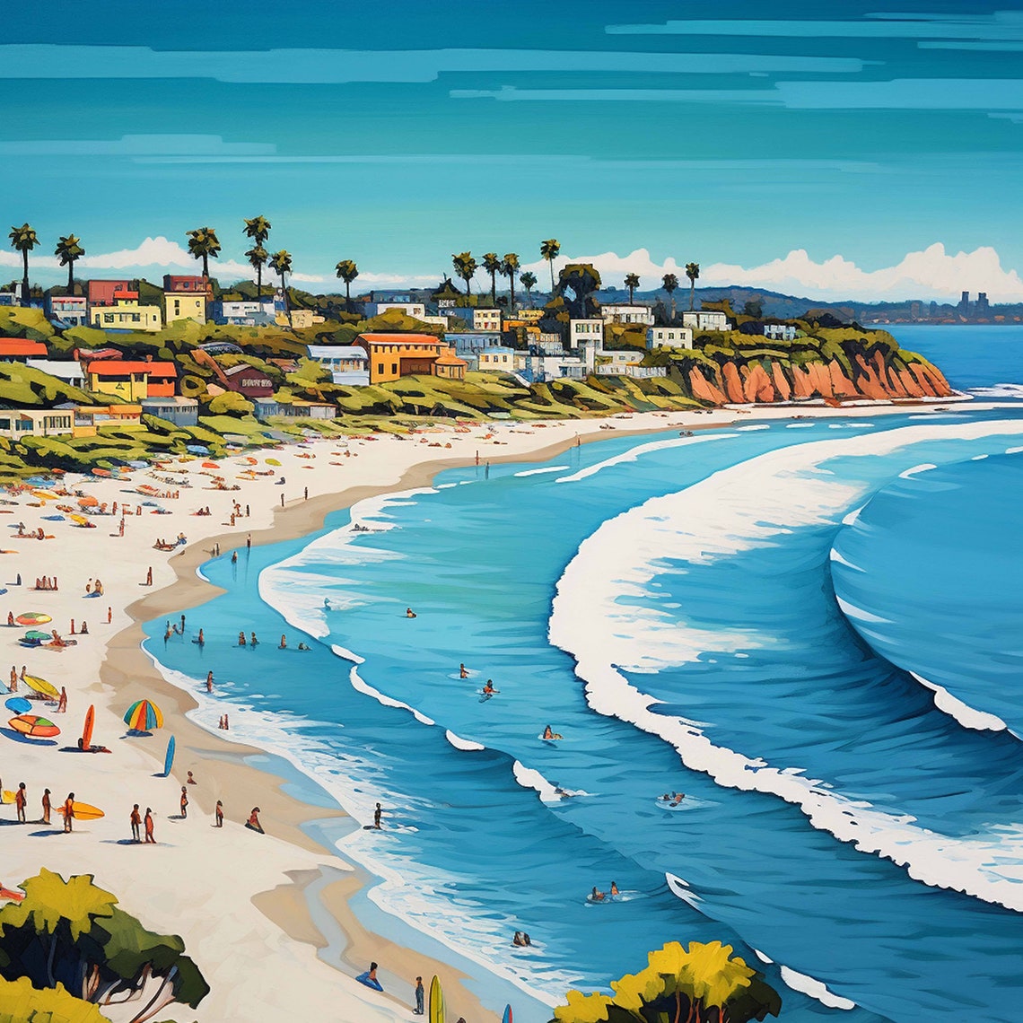 Devereux Beach Isla Vista California Surf Coast Travel Poster - Image 4