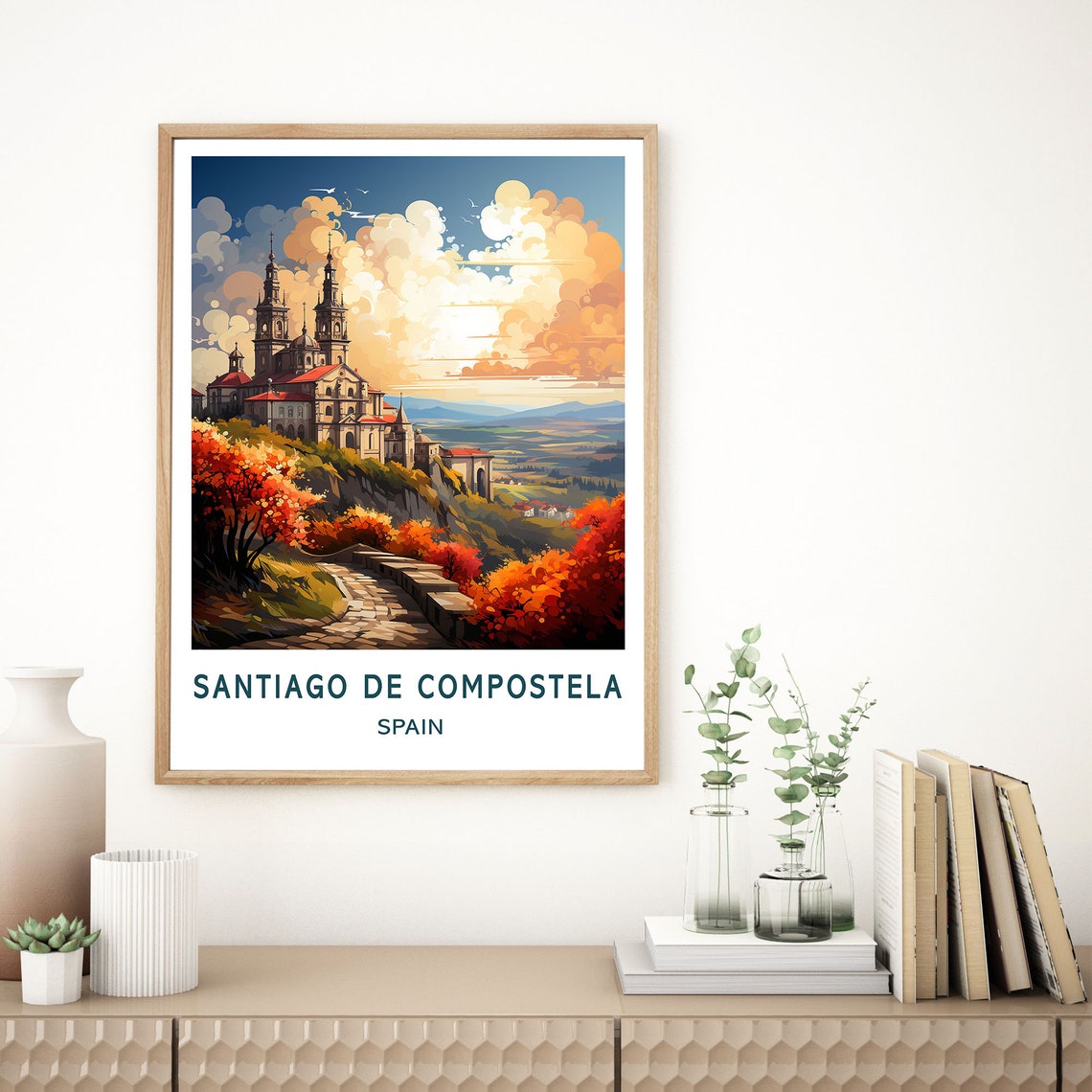 Santiago de Compostela Spain Cathedral Autumn Scenic Travel Poster - Image 3