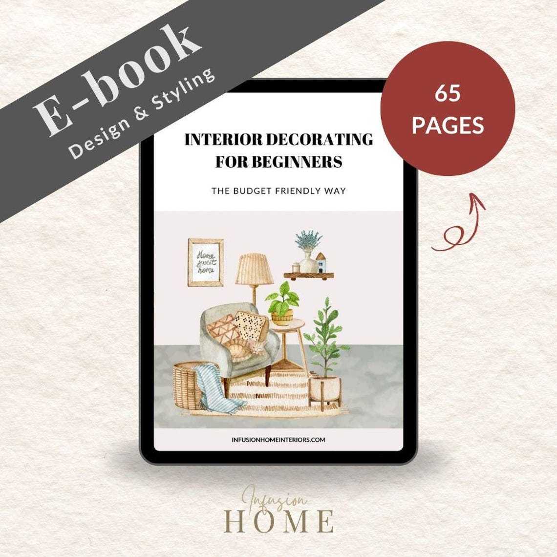 Interior Decorating Beginners Ebook Cover Design Art Print 65 Pages
