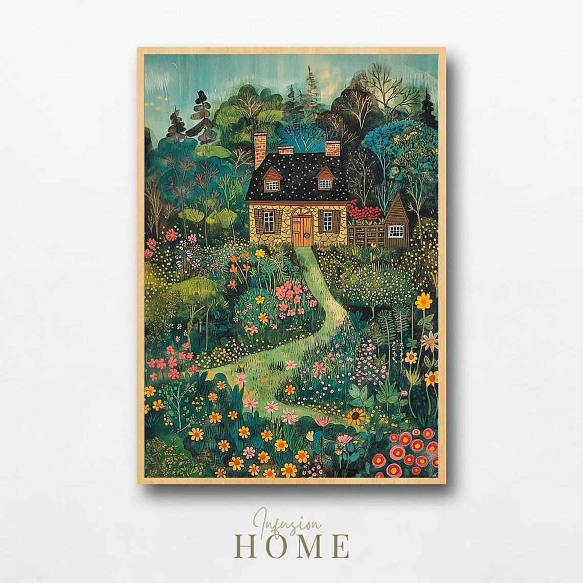 Whimsical Cottage Garden Art Print