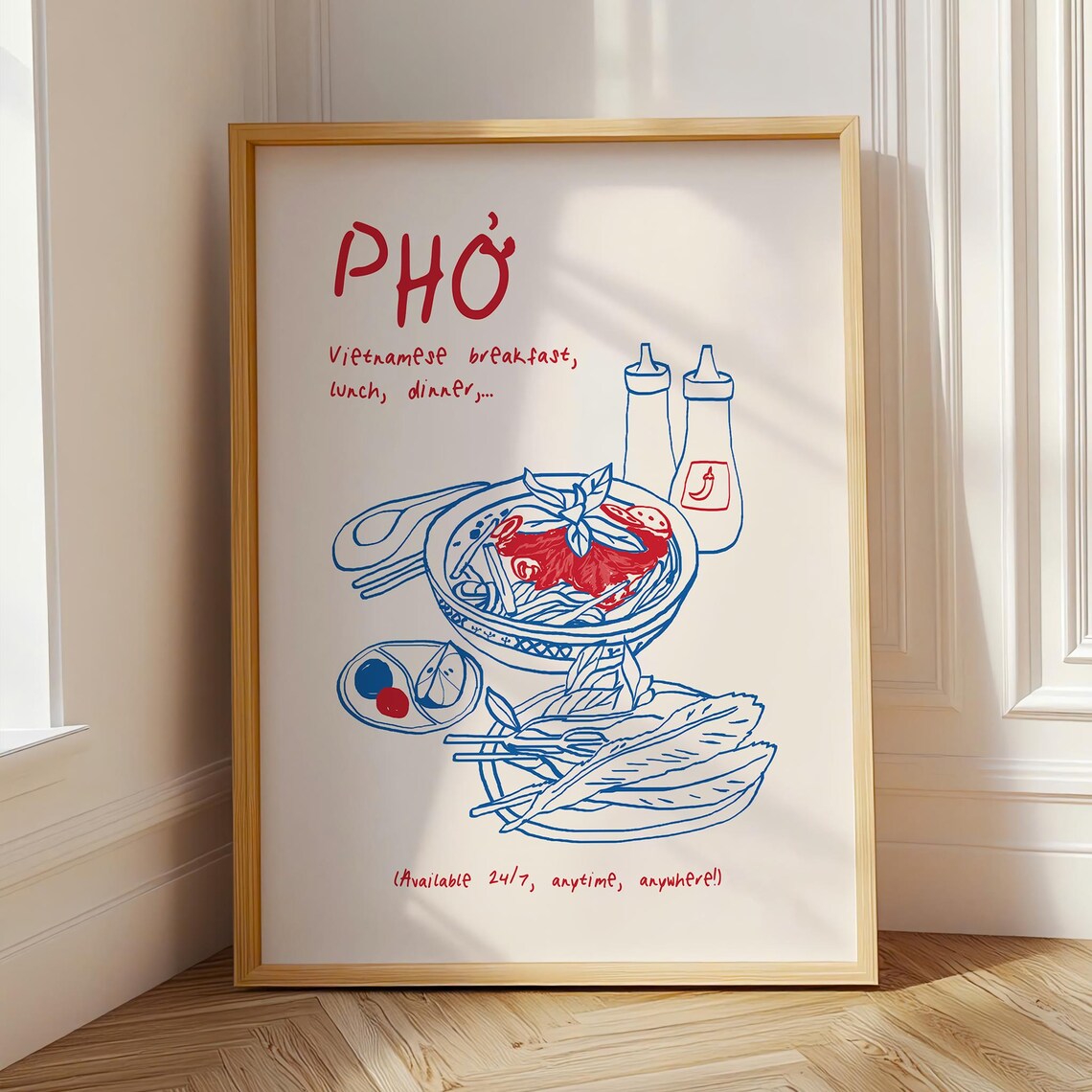 Pho Art Print Vietnamese Noodle Poster Food Print Pho Vietnam Art Vietnamese Food Asian Food Illustration Wall Art