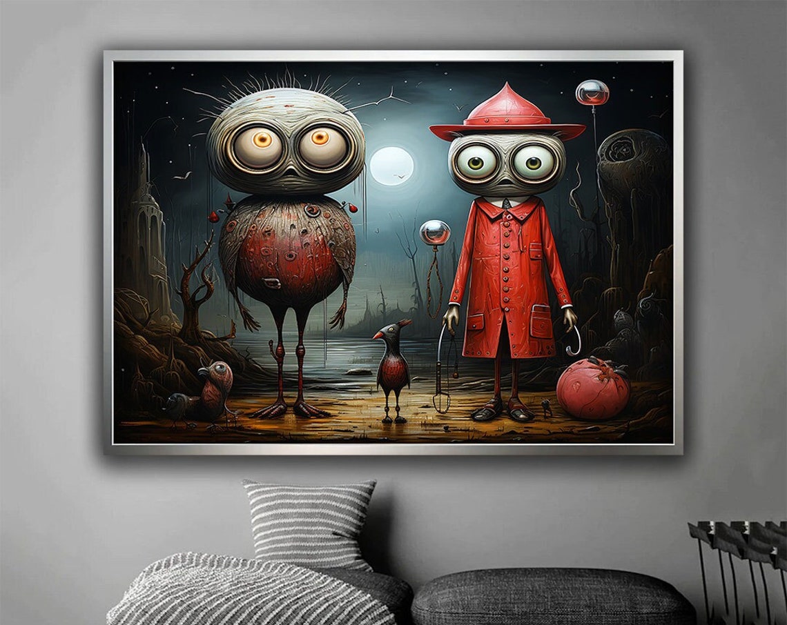 Dark Surreal Gothic Creatures Under Moonlight Fantasy Art Poster