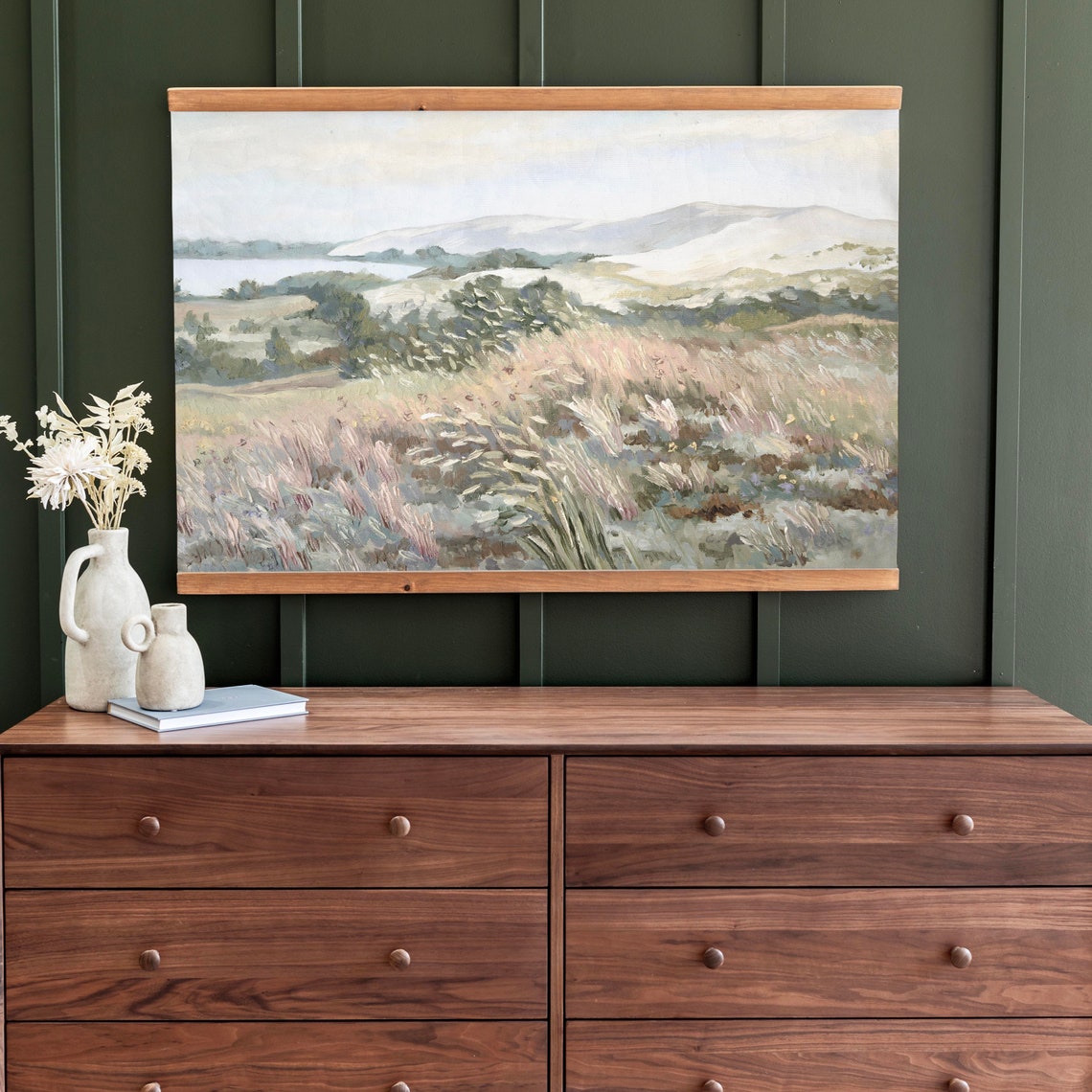Coastal Meadow Wildflowers Lake Vintage Oil Landscape Poster - Image 2