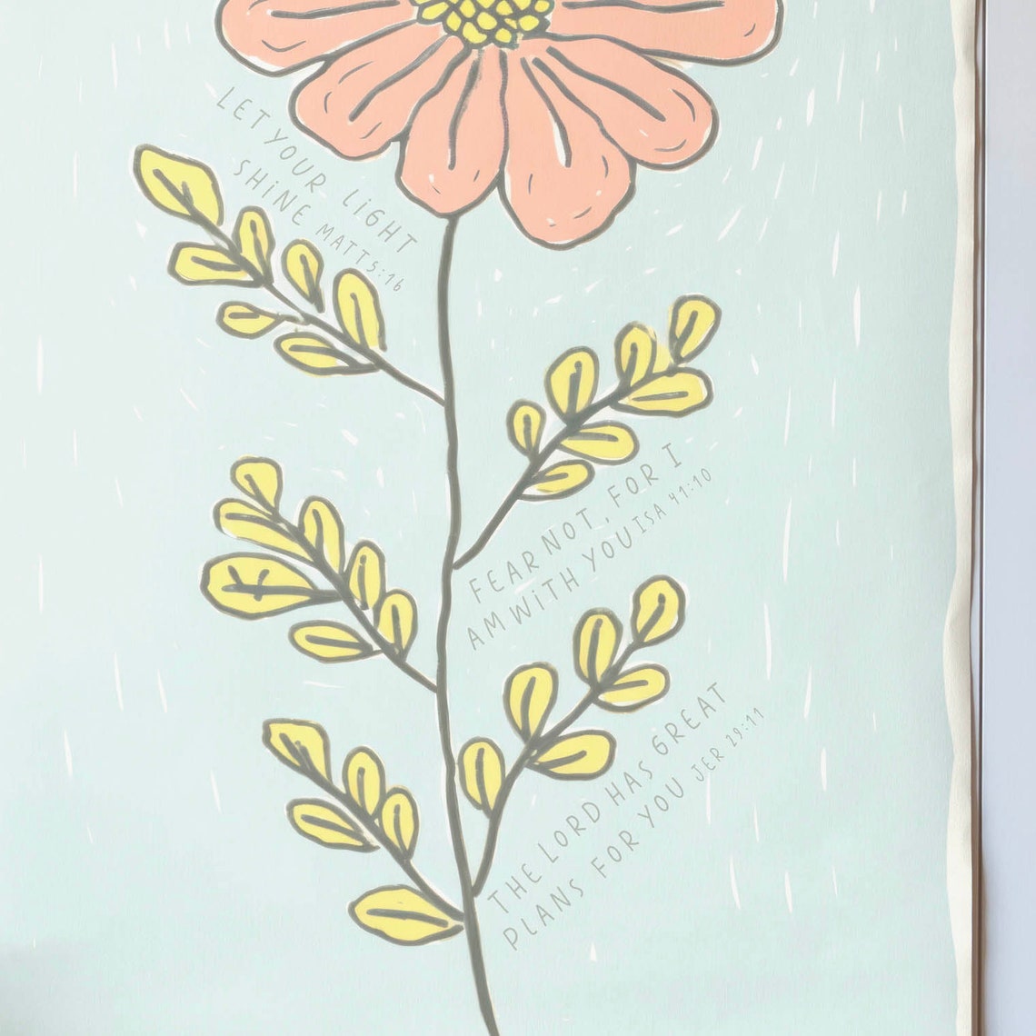 Pink Flower Kids Scripture Art Fear Not Jeremiah 29:11 Poster - Image 3