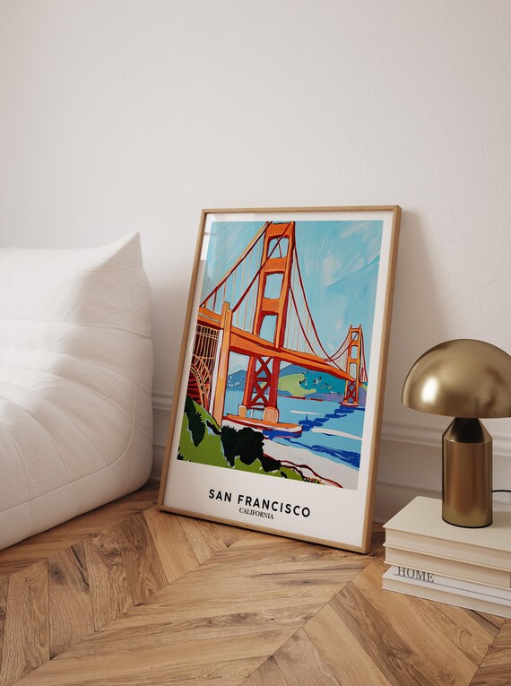 San Francisco Golden Gate Bridge Bold Brushstroke Coastal Poster