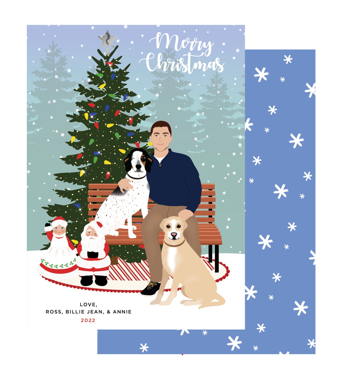 Custom Couple Holiday Card with Three Cats and Christmas Poster - Image 4