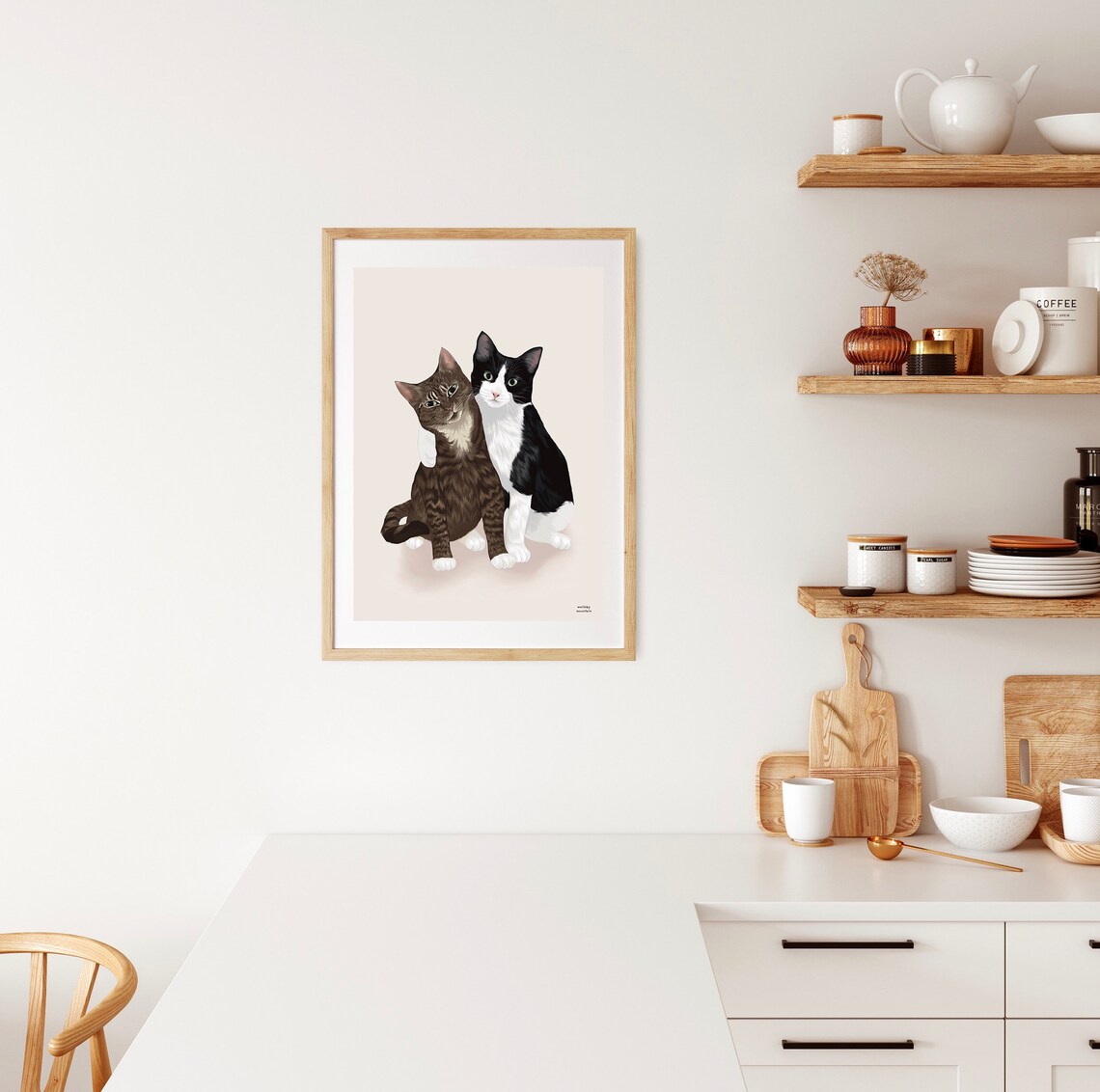 Cats Hugging Art Print, Nursery Wall Art - Image 2