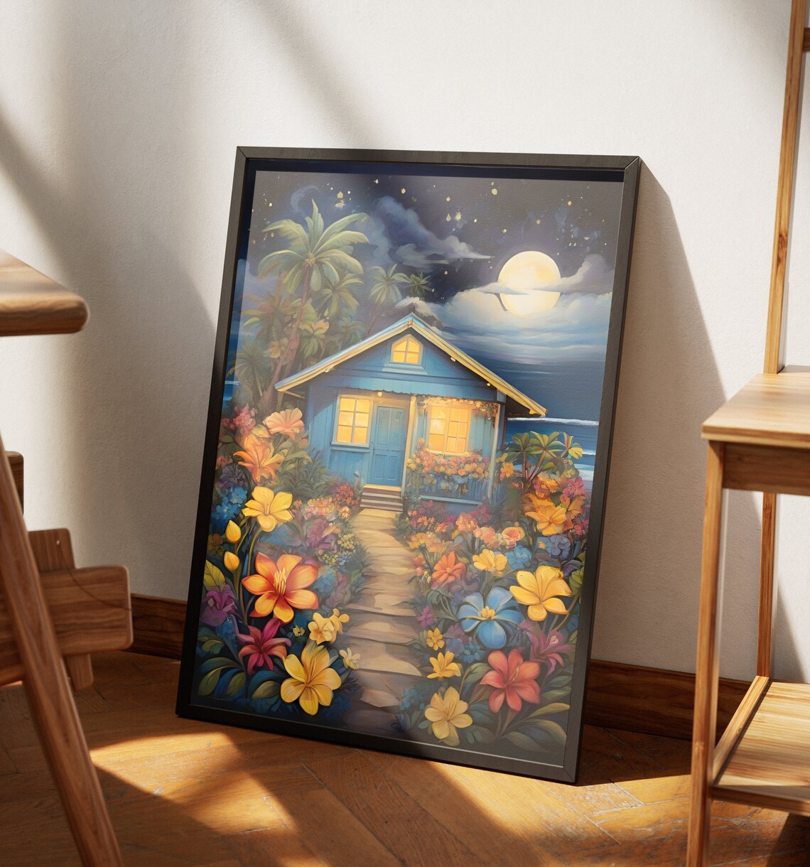 Hawaii Starry Night, Hawaiian Folk Art Poster - Image 4