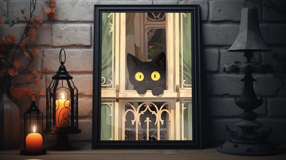 Cute Black Cat Poster Print