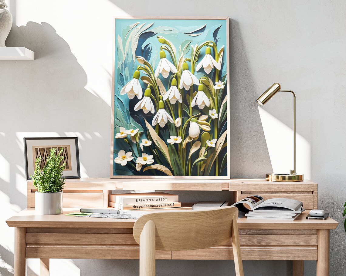Spring Snowdrop Floral Art Print, Spring Decor - Image 4