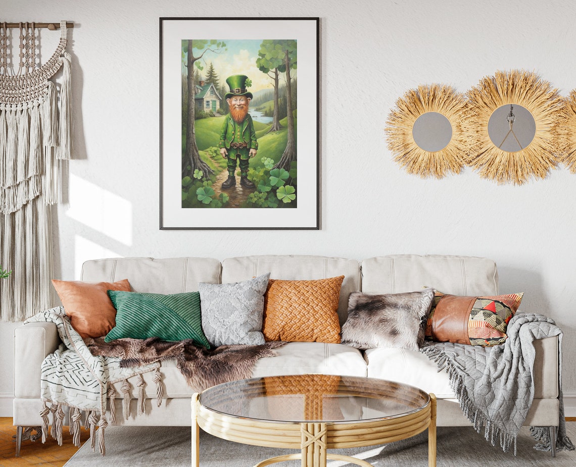 Leprechaun Shamrock Forest Path Cottage Saint Patricks Day Poster - Image 2