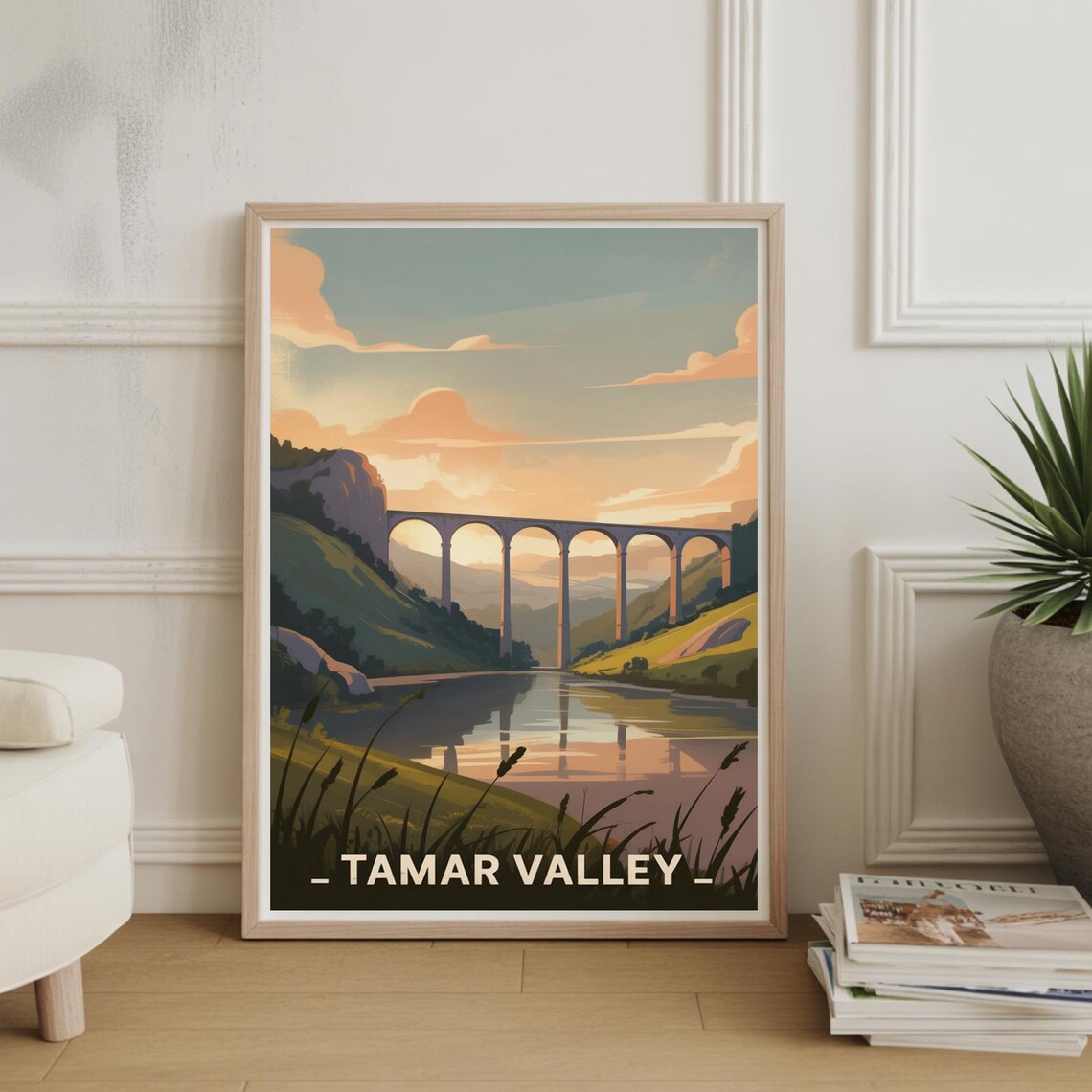 Tamar Valley Travel Poster, West Country Landscape