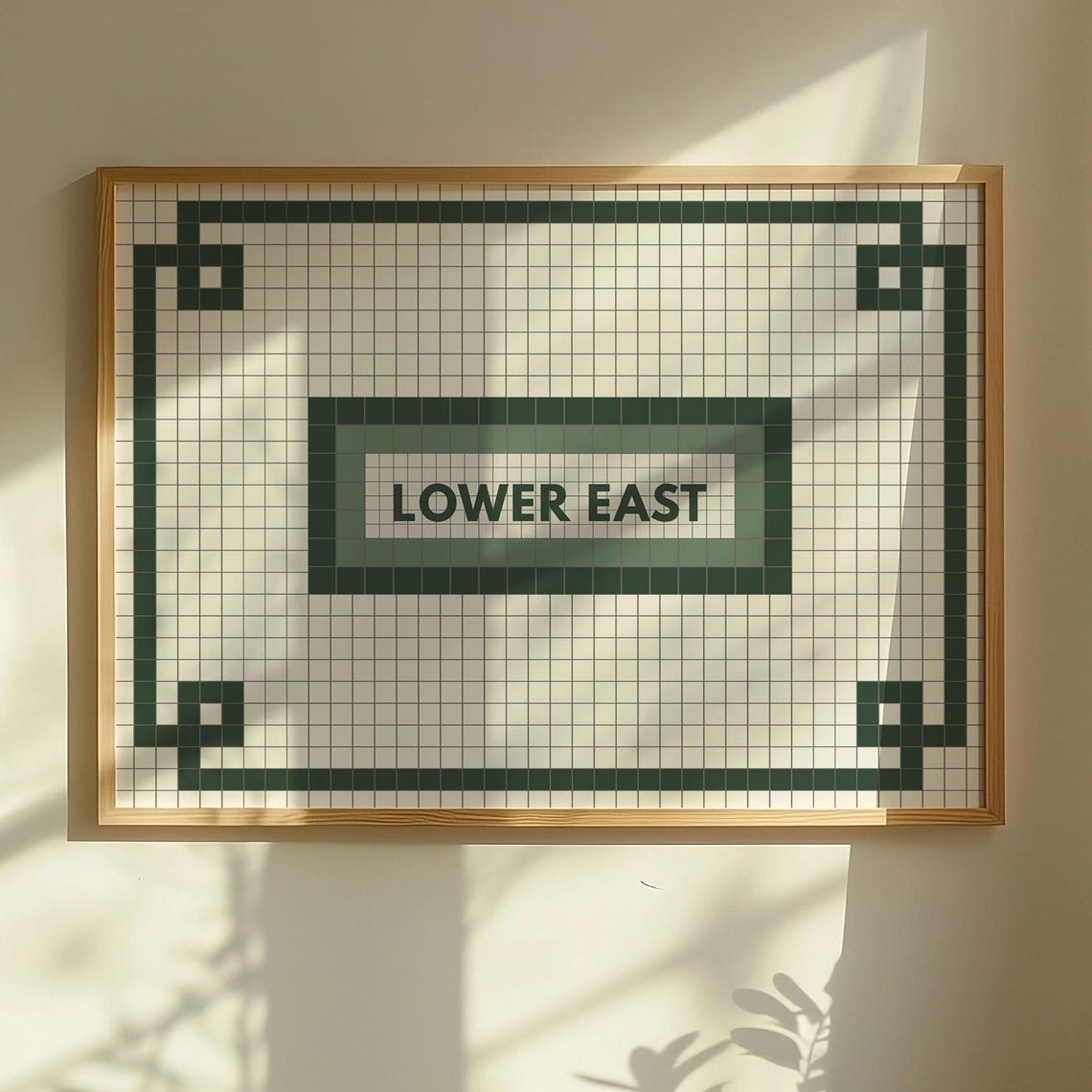 Lower East NYC Green Subway Tile Mosaic Station Sign Wall Art