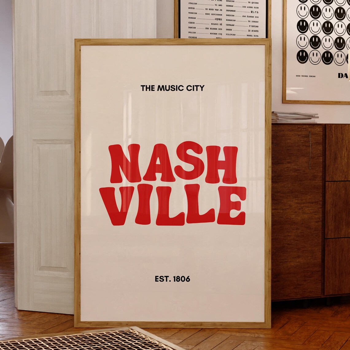 Nashville Typography Poster, Tennessee Travel Poster